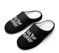 Go Ask Your Mother Slippers Women Winter Warm Cotton Hotel Slippers Anti-Slip Indoor Slip-Ons House Shoes 7-8（39-40