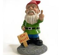 Go Away Garden Gnome Statue, Funny Rude Middle Finger Gnome with Go Away Sign, Outdoor Lawn & Yard Figurine Garden Ornaments
