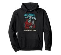 Go Away I’m Introverting Grim Reaper Cowboy Skeleton Western Pullover Hoodie