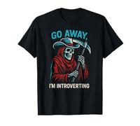 Go Away I’m Introverting Grim Reaper Cowboy Skeleton Western T-Shirt