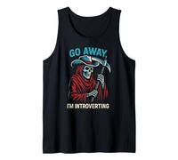 Go Away I’m Introverting Grim Reaper Cowboy Skeleton Western Tank Top