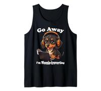 Go Away I’m Weenie-troverting Funny Dachshund Kawaii Dog Tank Top