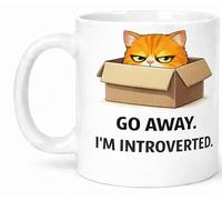 Go Away Im Introverted Funny Cat Introvert Ceramic Gift Mug