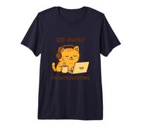 Go Away, I'm Introverting Cozy Cat with Laptop and Coffee Premium T-Shirt