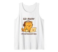 Go Away, I'm Introverting Cozy Cat with Laptop and Coffee Tank Top