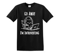 Go Away I'm Introverting | Introvert CAT | Novelty | Men's T-Shirt TEE TOP(Black,L)