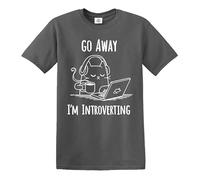 Go Away I'm Introverting | Introvert CAT | Novelty | Men's T-Shirt TEE TOP(Charcoal,M)