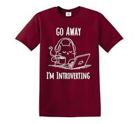 Go Away I'm Introverting | Introvert CAT | Novelty | Men's T-Shirt TEE TOP(Maroon,M)