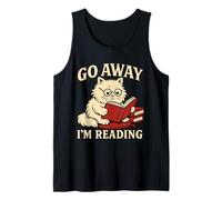 Go Away I'm Reading Cute Nerdy Cat Book Lover Tank Top