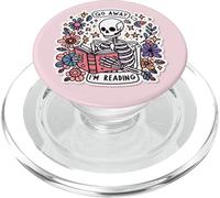 Go Away I'm Reading Funny Skeleton Book Lovers Bookish Skull PopSockets PopGrip for MagSafe