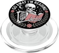 Go Away I'm Reading Skeleton Book Lover Introvert Design PopSockets PopGrip for MagSafe