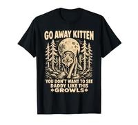 Go Away Kitten Wolf Linocut Prowling Daddy T-Shirt