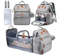 GO-BABY Baby changing bag & Mummy Shoulder Bag, Baby Diaper Backpack with Portable Changing Mat, Pacifier Holder and Stroller Straps Multi-Functional Travel Bag for Boys & Girls