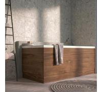 Go Bathrooms 1800mm Redwood Bath Panel Wood Effect Finish Adjustable Bathroom Bath Tub Side Panel with Matching Plinth - MDF Universal Fit Board Easy to Trim & Cut to Size