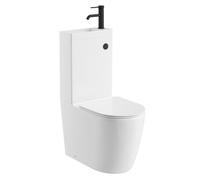 Go Bathrooms 2 in 1 Toilet & Sink Includes Black Cistern Button & Soft Close Toilet Seat Two Piece Ceramic Rimless Toilet & Basin Space Saver