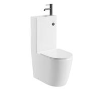 Go Bathrooms 2 in 1 Toilet & Sink Includes Grey Tap with Waste Cistern Button & Soft Close Toilet Seat Two Piece Ceramic Rimless Toilet & Basin Space Saver