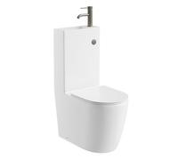 Go Bathrooms 2 in 1 Toilet & Sink Includes Nickel Tap with Waste Cistern Button & Soft Close Toilet Seat Two Piece Ceramic Rimless Toilet & Basin Space Saver
