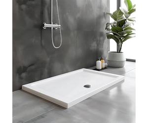 Go Bathrooms Anti Slip White Rectangle Shower Tray 1700 x 800mm Non-Slip Shower Enclosure Cubicle Low Profile Shower Tray