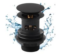 Go Bathrooms Basin Sink Waste Slotted Pop Up Sink Plug Click Clack Mechanism Push Down Sprung Design Bathroom Sink Plug for Basins With Overflow Solid Brass - Matte Black