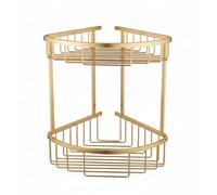 Go Bathrooms Bath Shower Gold Double Corner Basket Caddy Wall Mounted Bathroom Accessory Organiser Solid Brass Brushed Gold Finish