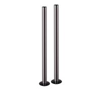 Go Bathrooms Black Brass Radiator Pipe Covers 300mm x 18mm, 2 Pack, Conceals Unsightly Pipes, Easy Installation, Complements Various Interior Styles