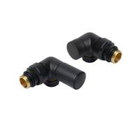 Go Bathrooms Black Corner Radiator Valves Set of 2 Round Top Design Central Heating Radiator Heated Towel Rail Valves Pair of 15mm ½” Corner Valve Set