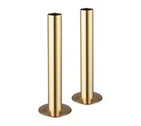 Go Bathrooms Brass Radiator Pipe 130mm x 18mm Cover Collar Sleeves Brass Radiator Pipe Covers and Floor Ring