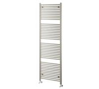 Go Bathrooms Brushed Nickel Bathroom Towel Radiator Wall Mounted Heated Towel Rail Slim Straight Ladder Design Brushed Nickel Bathroom Radiator 1800mm x 600mm | Newark