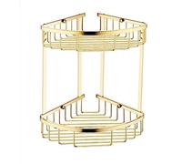 Go Bathrooms Double Corner Shower Caddy | Bathroom Accessory Organiser |Solid Brass |Wall Mounted | Brushed Gold