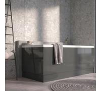 Go Bathrooms Glossy 1800mm Dark Grey Front Bath Panel Modern White Gloss Finish Adjustable Bathroom Bath Tub Side Panel with Matching Plinth - MDF Universal Fit Board Easy to Trim & Cut to Size