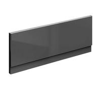 Go Bathrooms Glossy Dark Grey Front Bath Panel 1800mm Modern White Gloss Finish Adjustable Height Front Bath Panel with Plinth for Bathroom Baths Easy to Cut to Size