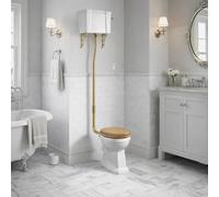 Go Bathrooms High Level Toilet with Pull Chain Flush and Traditional Gold Ornate Brackets