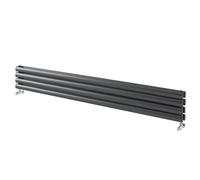 Go Bathrooms Horizontal Radiator 235 x 1800 Grey Oval Double Column Panel Central Heating Radiator Bathroom Radiator Grey Horizontal Kitchen Radiator