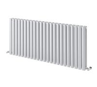 Go Bathrooms Horizontal Radiator 600 x 1360mm White Oval Double Column Central Heating Under Window Radiator White Horizontal Kitchen Radiator