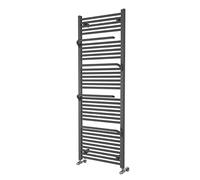 Go Bathrooms Jesse Chrome Heat Towel Rail | Vertical Bathroom Radiator | Ladder Rail With Hangers | Anthracite 1500mm x 550mm