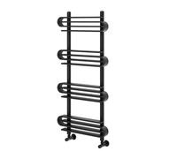 Go Bathrooms Modern Black Heated Towel Rail Radiator Designer Oval Bar Bathroom Towel Warmer Space-Saving Vertical Wall Mounted Bathroom Radiator Matt Black Finish 1100mm x 500mm |Camaro