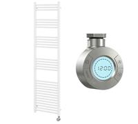 Go Bathrooms Nola 1800 x 500mm Electric Heated Towel Rail White Smart Bathroom Radiator Wall Mounted Ladder Rack Energy Efficient Electric Towel Warmer 750 Watts