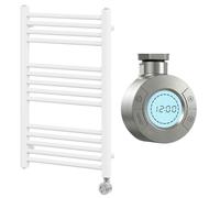 Go Bathrooms Nola 770 x 500mm Electric Heated Towel Rail White Smart Bathroom Radiator Wall Mounted Ladder Rack Energy Efficient Electric Towel Warmer 300 Watts