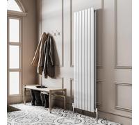 Go Bathrooms Pinta 1200 x 476mm Vertical Radiator White Flat Panel Double Column Tall Upright Radiator White Wall Mounted Central Heating Includes Mounting Brackets