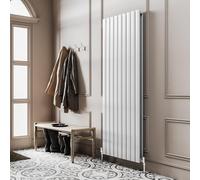 Go Bathrooms Pinta 1200 x 612mm Vertical Radiator White Flat Panel Double Column Tall Upright Radiator White Wall Mounted Central Heating Includes Mounting Brackets