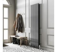 Go Bathrooms Pinta 1600 x 475mm Vertical Radiator Anthracite Flat Panel Double Column Tall Upright Radiator Anthracite Grey Wall Mounted Central Heating Includes Mounting Brackets