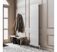 Go Bathrooms Pinta 1600 x 475mm Vertical Radiator Flat Panel Single Column Tall Upright Radiator White Wall Mounted Central Heating Includes Mounting Brackets
