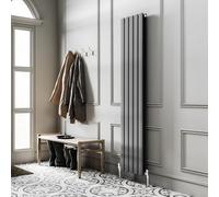 Go Bathrooms Pinta 1800 x 340mm Vertical Radiator Anthracite Flat Panel Double Column Tall Upright Radiator Anthracite Grey Wall Mounted Central Heating