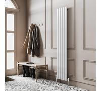 Go Bathrooms Pinta 1800 x 340mm Vertical Radiator White Flat Panel Single Column Tall Upright Radiator White Wall Mounted Central Heating Includes Mounting Brackets