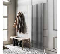 Go Bathrooms Pinta 1800 x 610mm Vertical Radiator Anthracite Flat Panel Single Column Tall Upright Radiator Anthracite Grey Wall Mounted Central Heating Includes Mounting Brackets