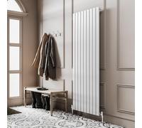 Go Bathrooms Pinta 1800 x 610mm Vertical Radiator White Flat Panel Single Column Tall Upright Radiator White Wall Mounted Central Heating Includes Mounting Brackets