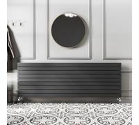Go Bathrooms Pinta 612 x 1200mm Horizontal Radiator Anthracite Flat Panel Double Column Wall Mounted Designer Anthracite Grey Radiator Central Heating Includes Brackets