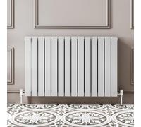 Go Bathrooms Pinta Horizontal White Radiator 600 x 952mm Flat Panel Horizontal White Double Wall Mounted Slim Designer Radiator