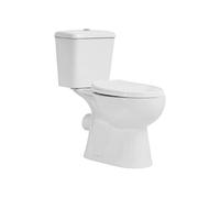 Go Bathrooms Rimless Close Coupled Toilet Ceramic Modern Bathroom Toilet Pan & Cistern Soft Close Seat White Round 66 x 38 x 74cm