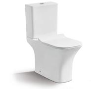 Go Bathrooms Rimless Toilet Close Coupled WC Pan & Soft Close Bathroom Toilet Seat Eco Flush